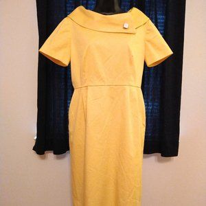 Alex Marie Petite 8P Yellow Short Sleeve Dress